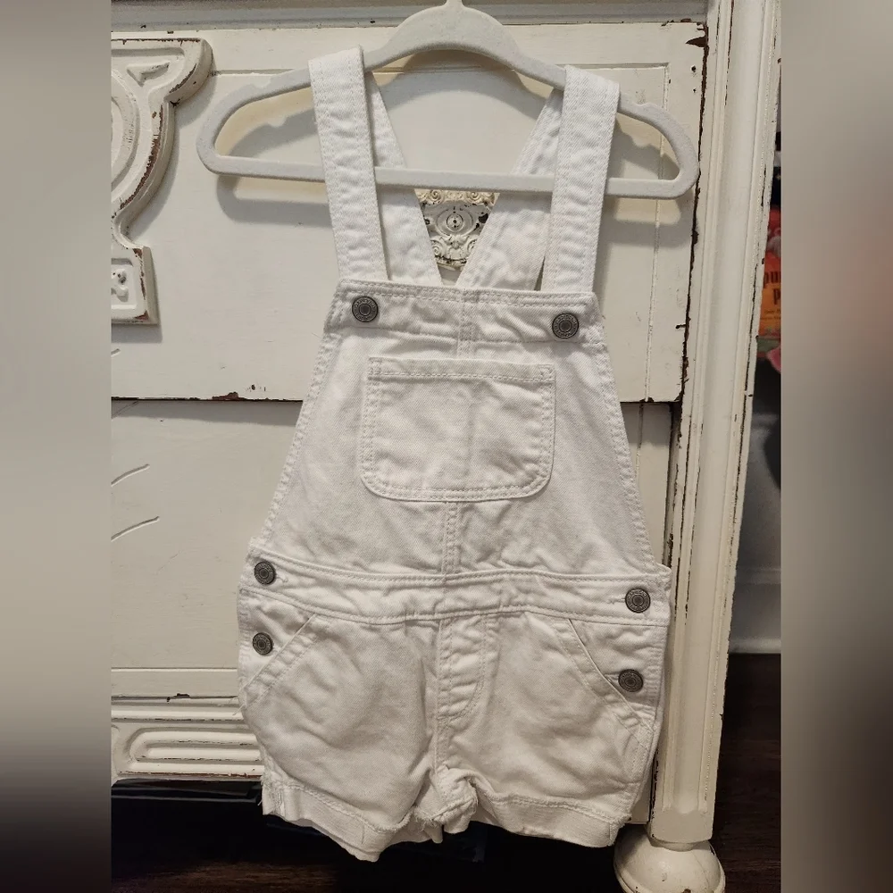 Gap White Denim Overalls
